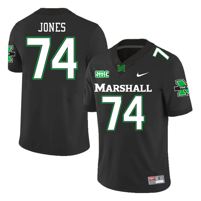 Men #74 Jeremy Jones Marshall Thundering Herd SBC Conference College Football Jerseys Stitched-Black